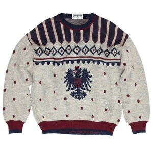 Gino Bellini (Italy) Medieval Jacquard Stockinette Brushed Wool Blend Jumper : L